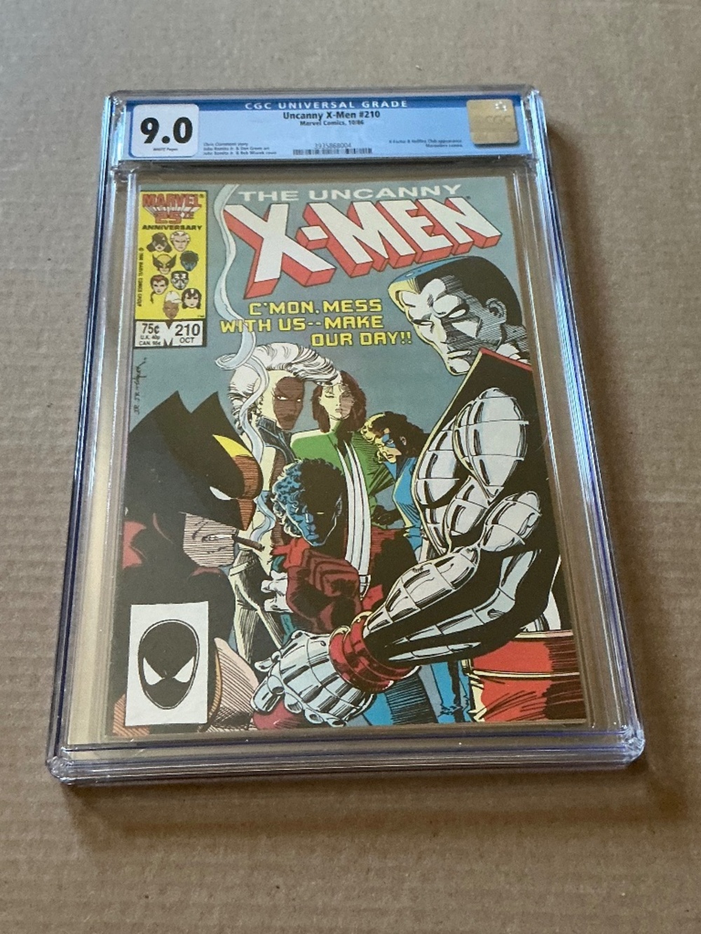 CGC 9.0 Uncanny X-Men #210 1986 White Pages Mutant Massacre Key Comic Slab